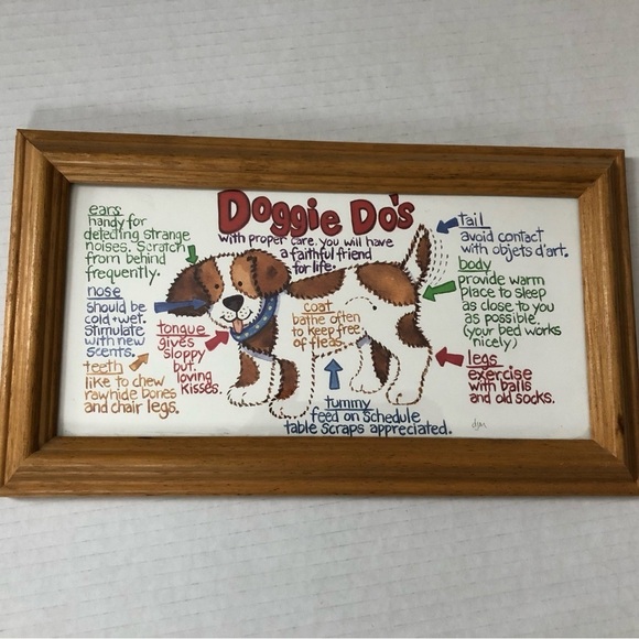 Vintage Other - Vtg Dog Artwork Framed